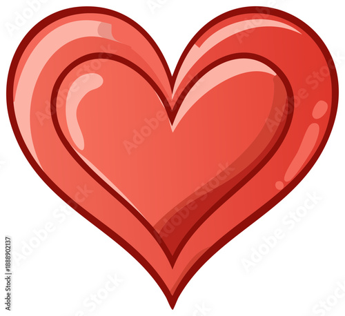 Vibrant red heart icon with glossy detail symbolizing love, romance, passion, and care