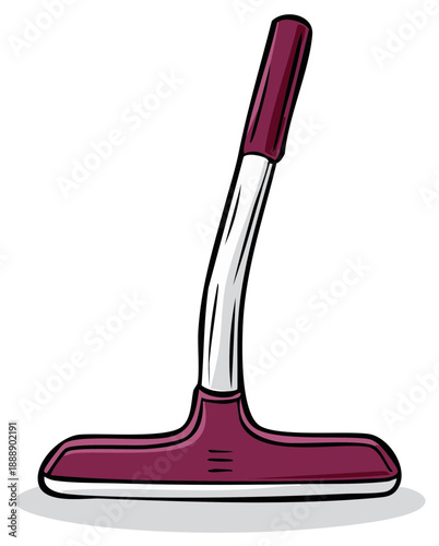 Cartoon illustration of a cleaning squeegee tool in a bold color scheme.