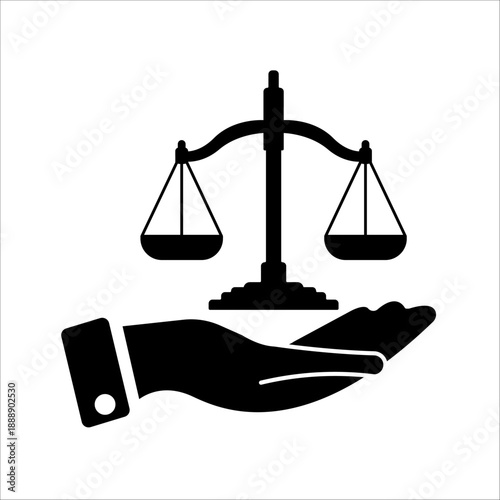 silhouette of the scales of justice in different shapes.