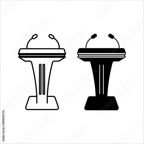 Tribunal of of podium outline vector illustration on white background . Rostrum and podium set icon.Isolated vector illustration icon tribunal with microphone.
