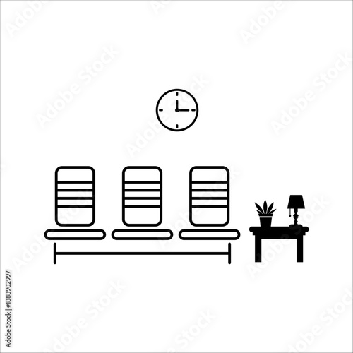Waiting room icon single simple vector illustration, good for all purposes,  Isolated on white background.