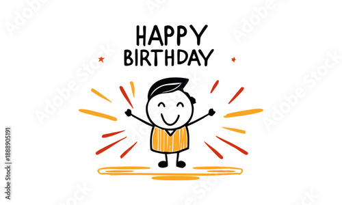 Happy Birthday Celebration with Cartoon Character.