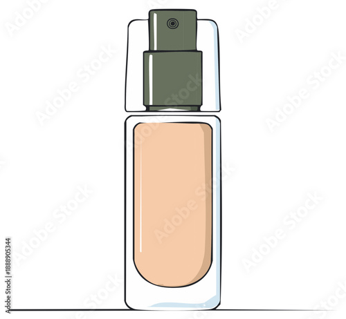 Foundation Bottle, Illustration Style, Simple Cosmetic Container with Creamy Shade Product