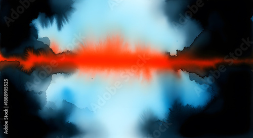 Abstract watercolor explosion with vibrant red blue and black hues