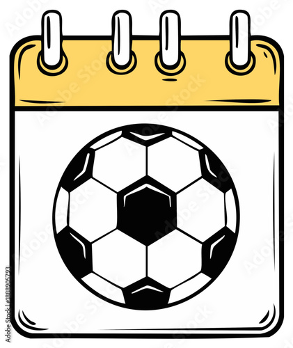 Sports Calendar Page Featuring Soccer Ball Icon for Game Schedule or Event Planning