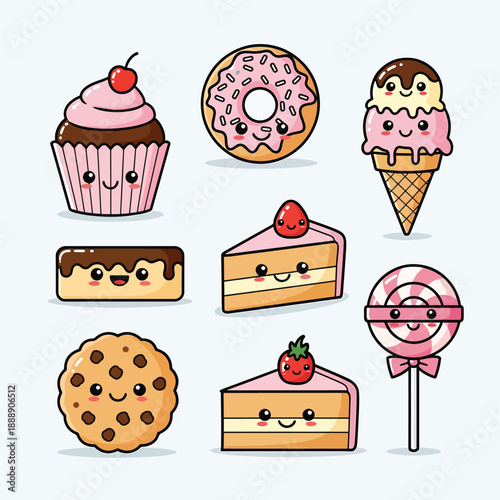 Cute Cartoon Desserts Collection