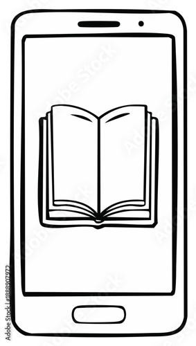 Smartphone displaying open book icon, symbolizing e-reading and digital library access
