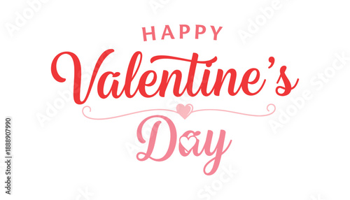Happy valentine's day greeting card with red text and heart