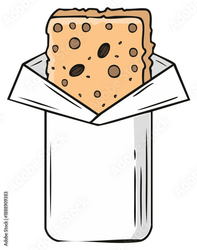 Crispbread snack in a paper wrapper for healthy eating and dietary fiber intake