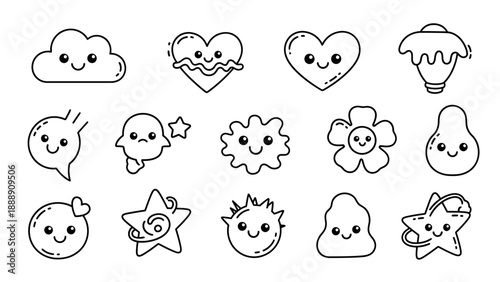 set of funny cartoon animals