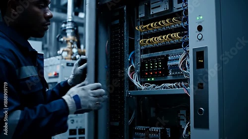 Close up of elevator panel being operated in building or Close up of elevator control panel in structure