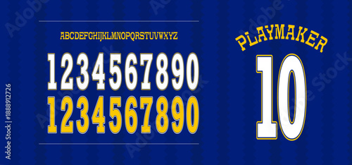 Bold athletic display font inspired by sports blue jerseys, featuring strong block shapes perfect for team, esports, and branding.