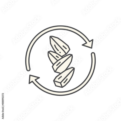 Sunflower Seed Production Cycle Outline Icon. Renewable Agriculture and Natural Resource Vector Graphic.