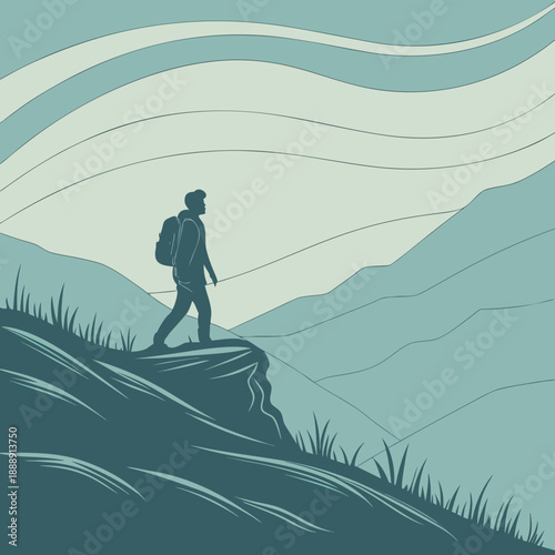 Premium abstract vector illustration featuring layered terrain with smooth, flowing lines, evoking a sense of nature's artistry and modern design.
