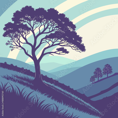 Premium abstract vector illustration of a layered landscape with flowing terrain lines, suggesting depth and natural formation in a modern style.