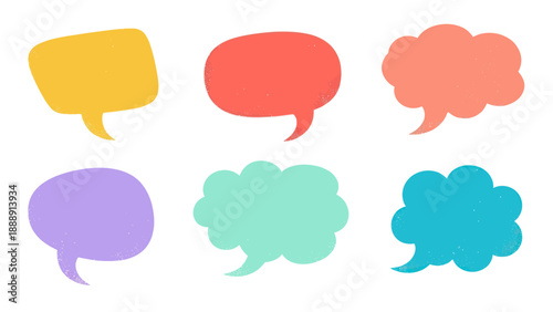 Colorful Hand-Drawn Speech Bubbles and Thought Clouds Collection.