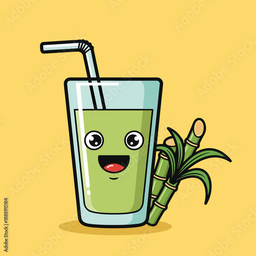 Smiling Sugarcane Juice Glass