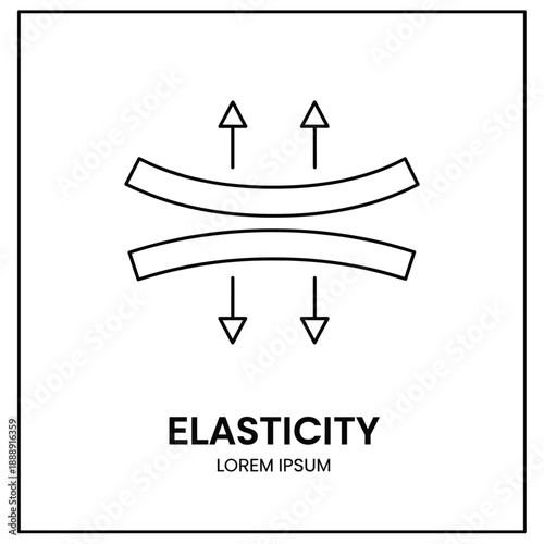 Professional vector illustration of a material elasticity technical diagram for physics education and textile engineering branding.