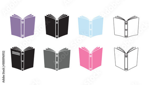 Colorful Open Books Collection Isolated on Transparent Background