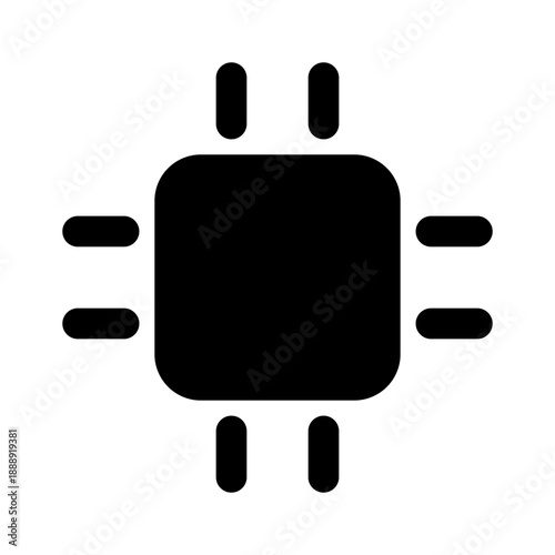 Microchip Processor Icon Vector in Black