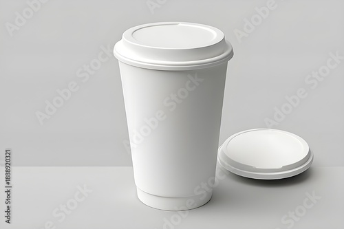 Wallpaper Mural Large White Takeaway Cup Mockup with Lid – Low Angle Hero Packshot Torontodigital.ca