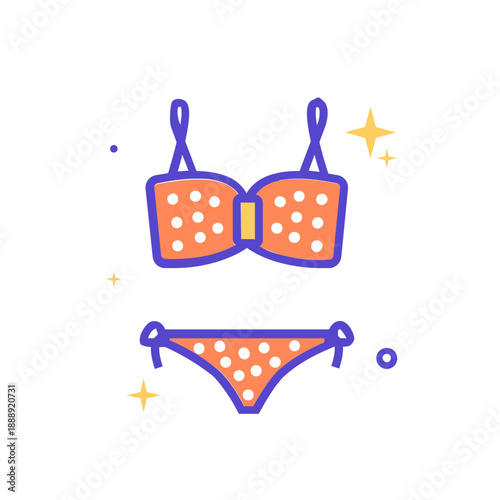 Flat line illustration of bikini swimwear icon representing summer fashion, beach holiday, and vacation lifestyle.