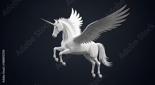 Kirigami Unicorn Paper Sculpture on Dark Background