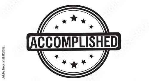 Accomplished achievement badge with stars isolated on transparent background