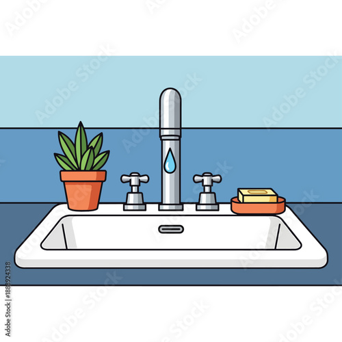 Bathroom Sink with Leaking Faucet