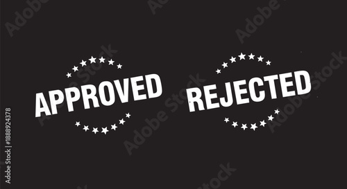 Approved and rejected stamps with star decorations isolated on transparent background