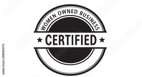 Certified women owned business seal emblem with transparent background