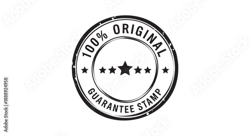 Circular guarantee stamp with stars for authenticity certification