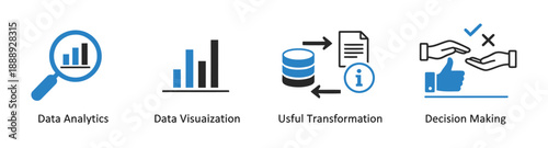 Data mining banner web icon vector illustration concept with icon of data sets, pre-processing, database system