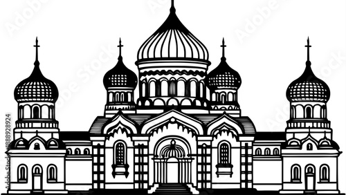 Very beautiful Alexander Nevsky Cathedral in Tallinn Old Town, Estonia, stands with ornate domes and rich details, symbolizing religious heritage within the medieval Baltic cityscape.