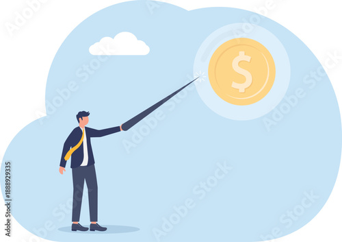 Financial Bubble Concept with Business Professional Popping Money Coin Balloon