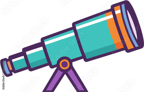 Telescope Illustration on White Background.