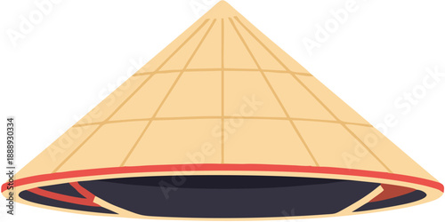 Traditional Conical Asian Hat Illustration.