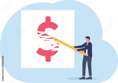 Financial Recovery Concept with Professional Erasing Red Dollar Money Sign