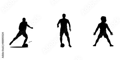 vector silhouettes of people PLAYING FOOTBALL indifferent actions