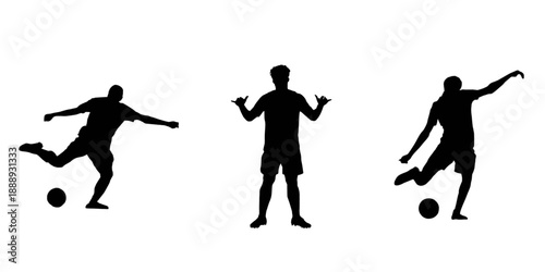 vector silhouettes of people PLAYING FOOTBALL indifferent actions