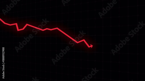 Red sharp downward line chart animation representing sudden market drop, loss escalation, and financial crisis with dark dramatic mood.
