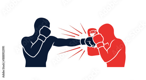 Illustration of two boxers training and sparring during a boxing match