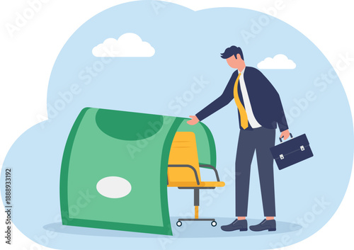 Executive Job Promotion Concept with Professional Placing Luxury Office Chair on Green Carpet