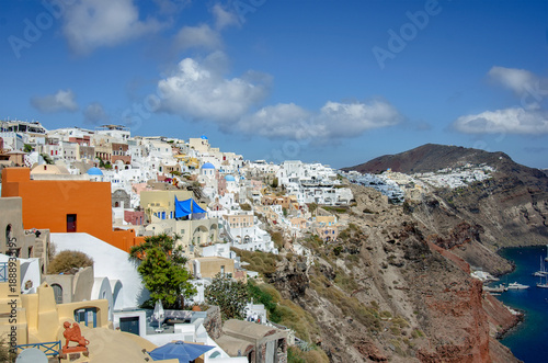 Oia or Ia, a small village in the South Aegean on the islands of Thira (Santorini) , Greece.