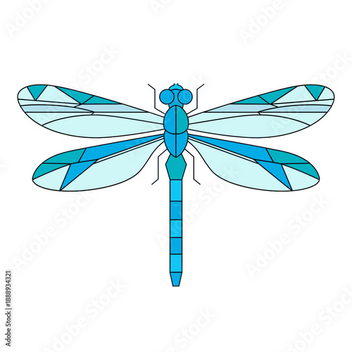 Flat vector illustration of tunning blue dragonfly graphic illustration