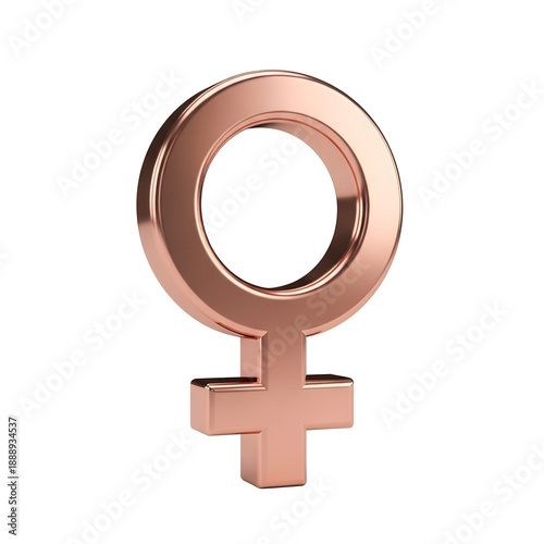 A shiny rose gold female symbol on transparent background