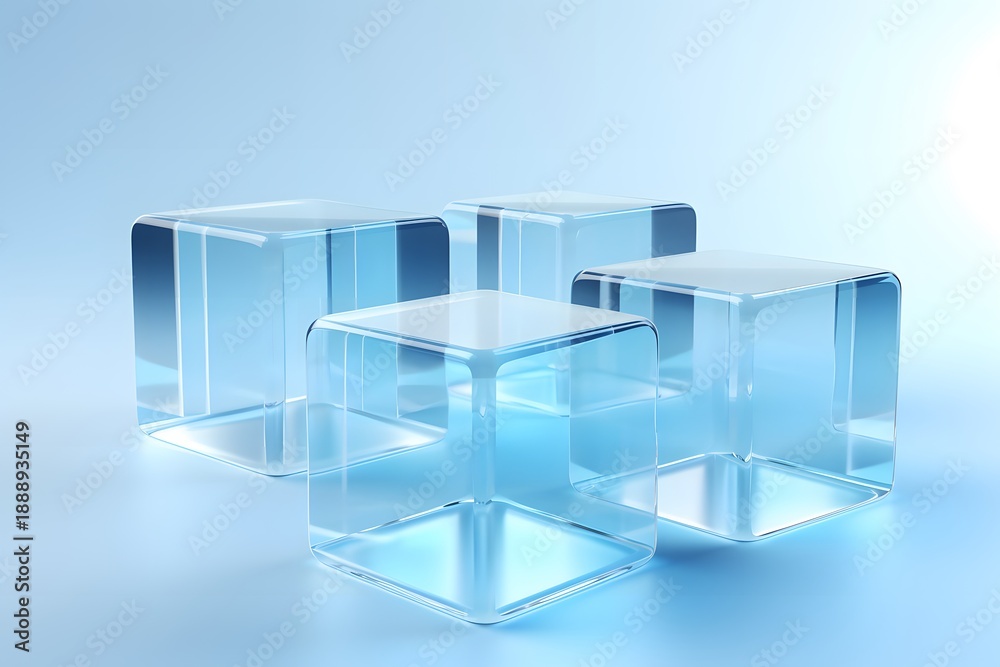 Obraz premium Glossy 3D Glass Cubes in Minimal Abstract Style