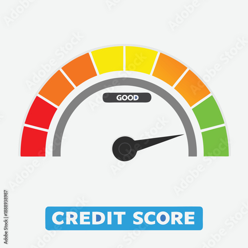 Credit score gauge with needle in the excellent zone, illustrating high creditworthiness