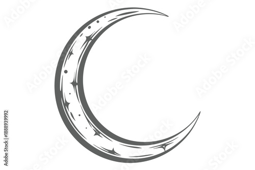 Single black crescent moon shape, a fundamental icon for celestial themes.