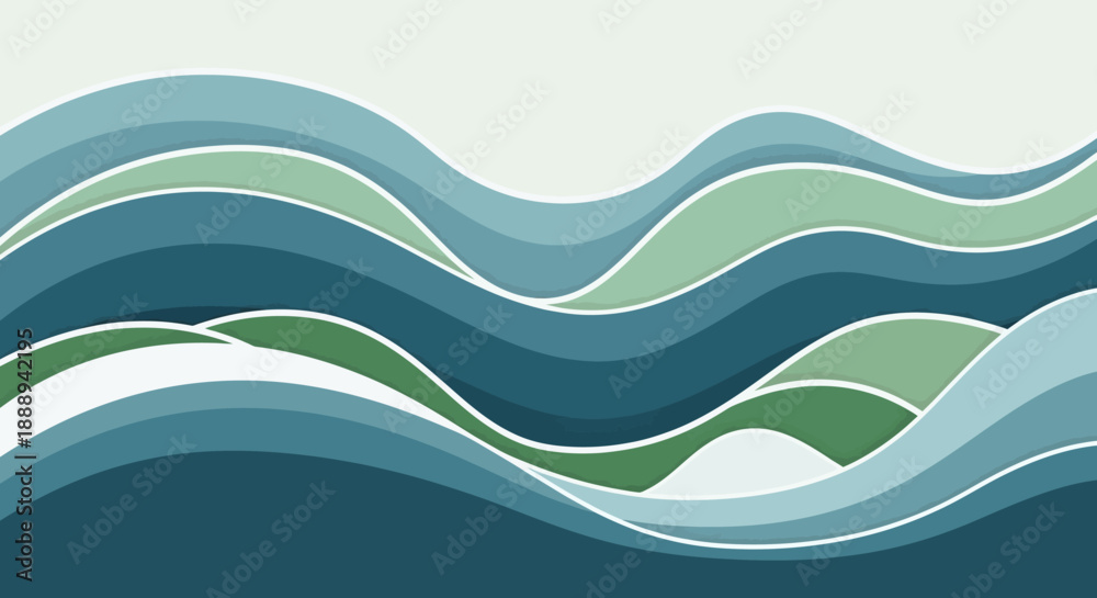 Fototapeta premium Wavy lines in blue and green hues